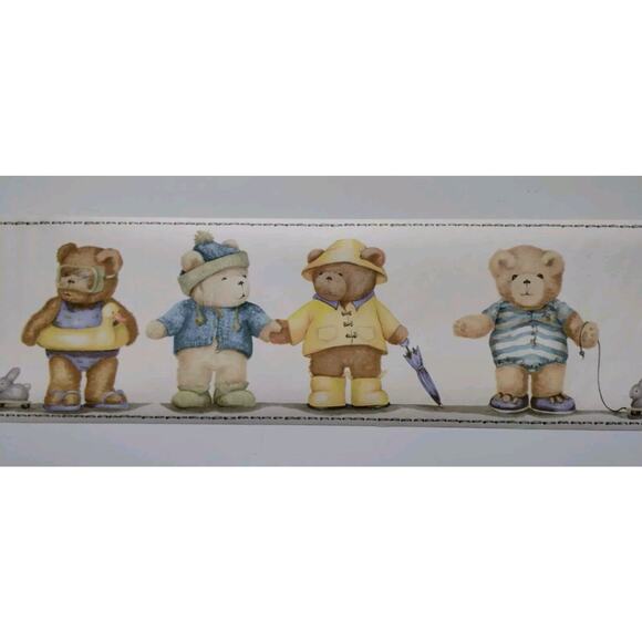York Pre-pasted Decorative Border - 5yds - Teddy Bears - Picture 1 of 5